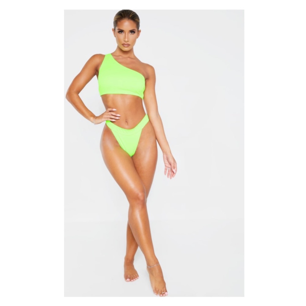 Neon green thong bikini bottoms